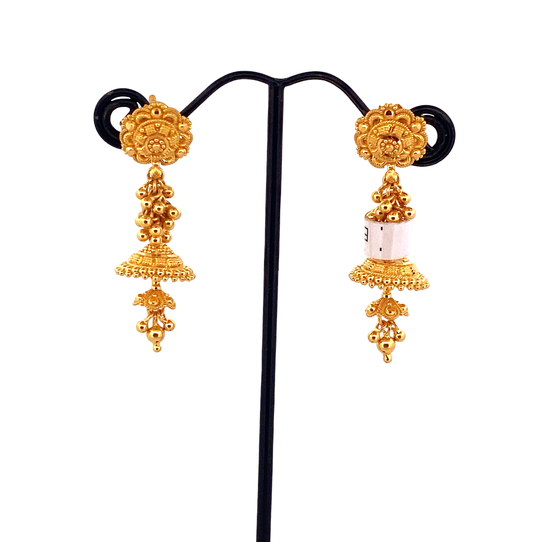 22K Gold Designer Hanging Earrings