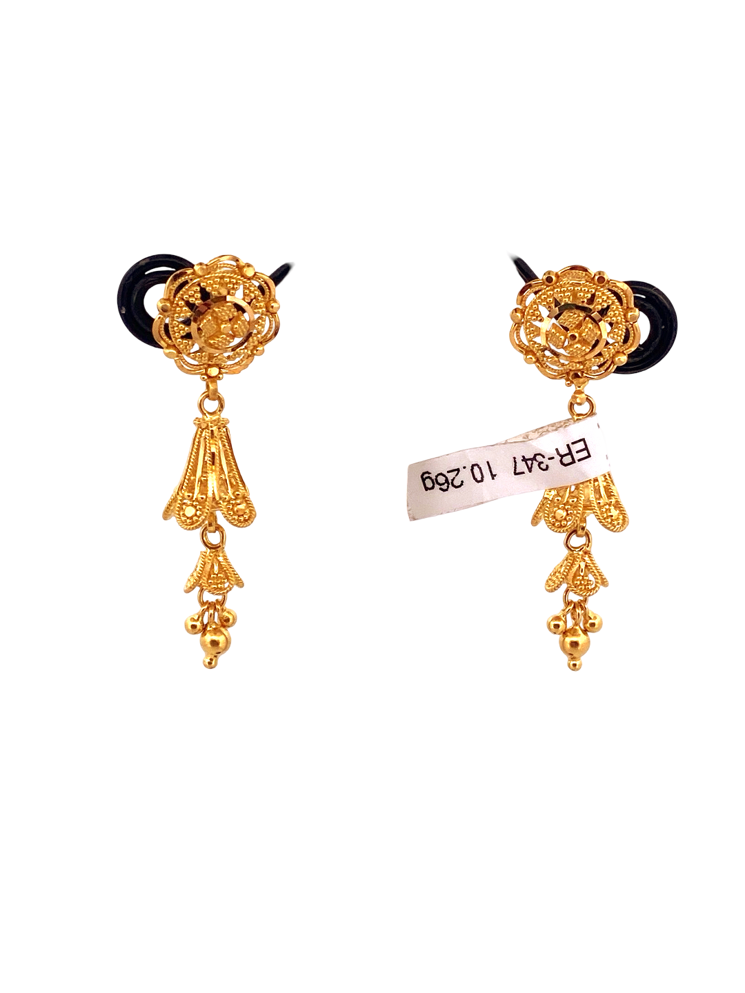 22K Gold Designer Hanging Earrings