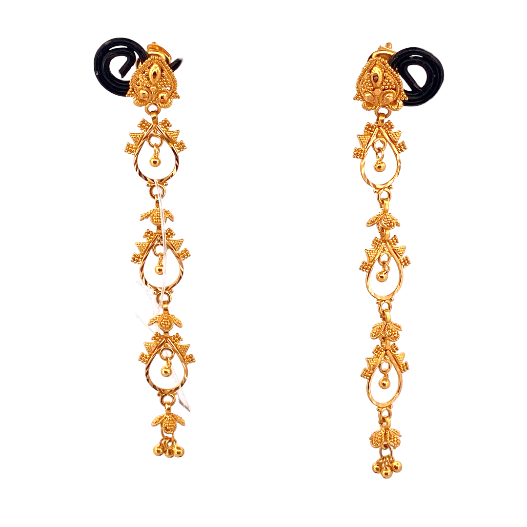 22K Gold Designer Hanging Earrings
