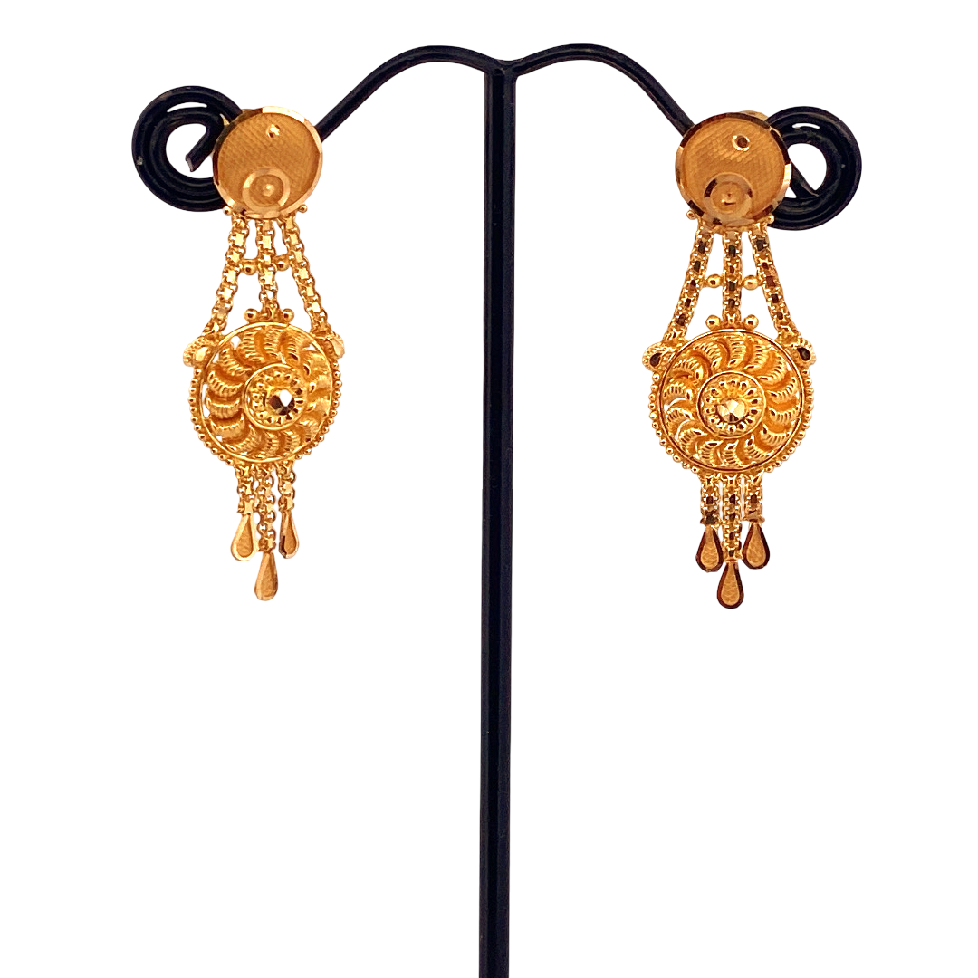 22K Gold Designer Hanging Earrings