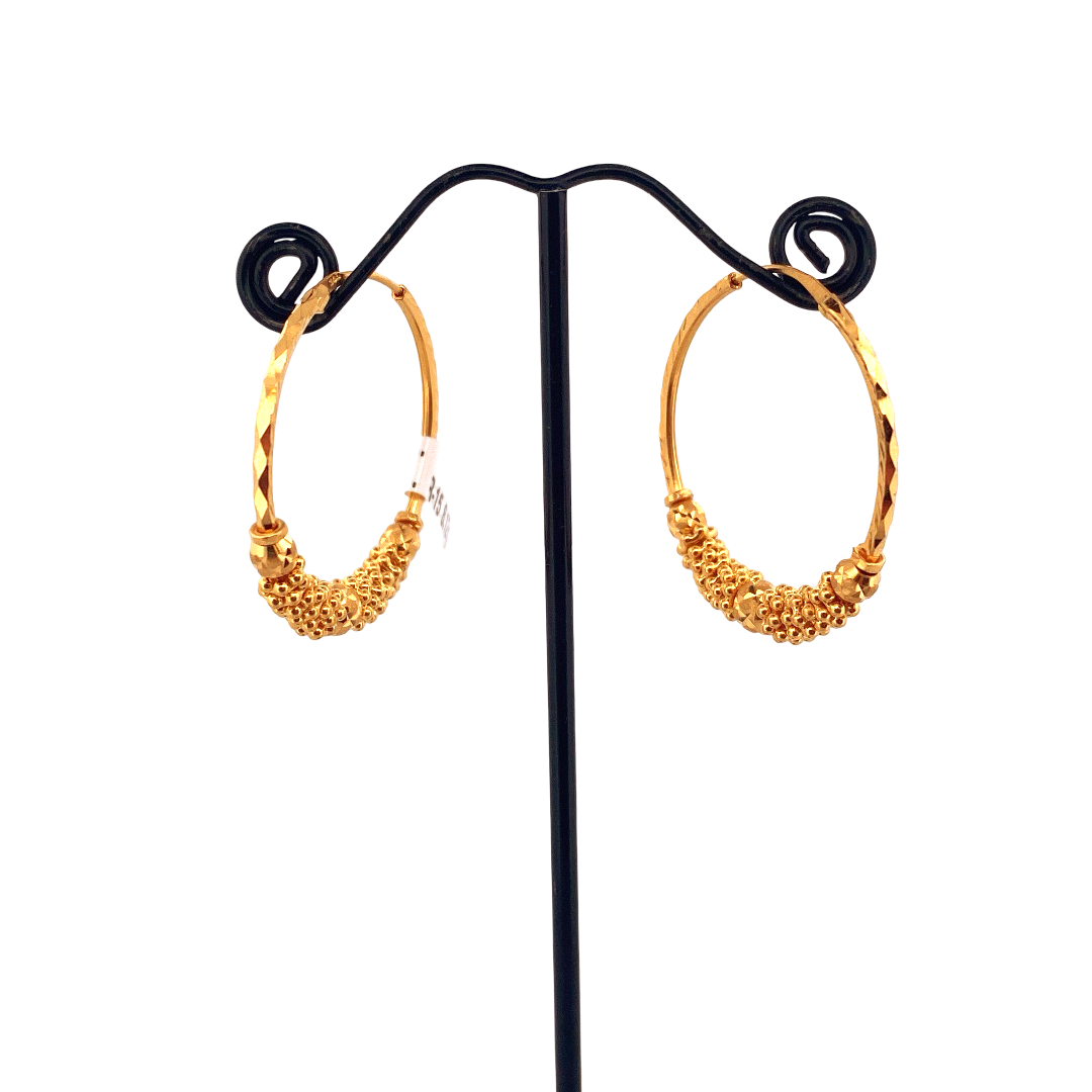 22K Gold Designer Hoop Earrings