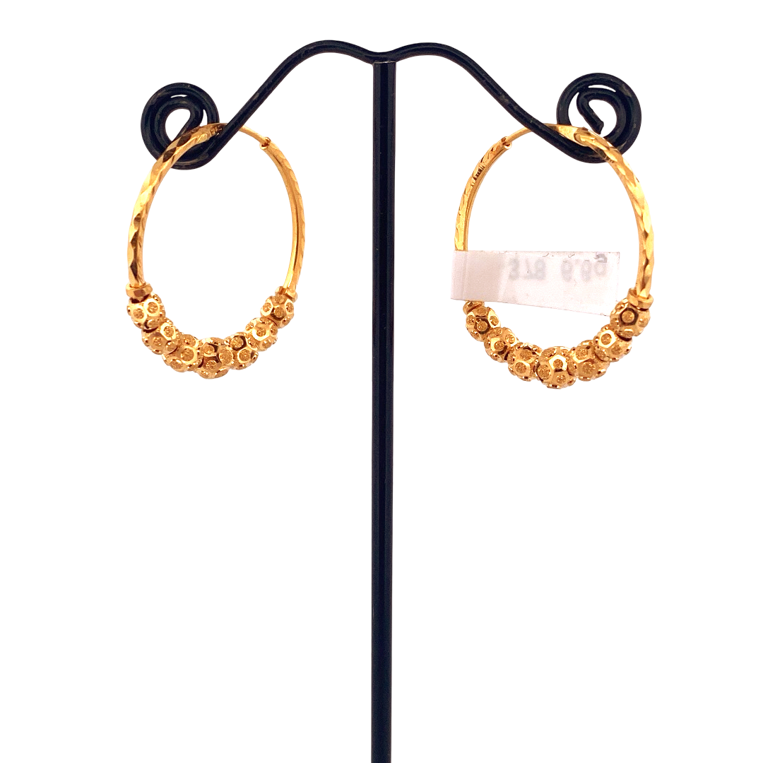 22K Gold Designer Hoop Earrings