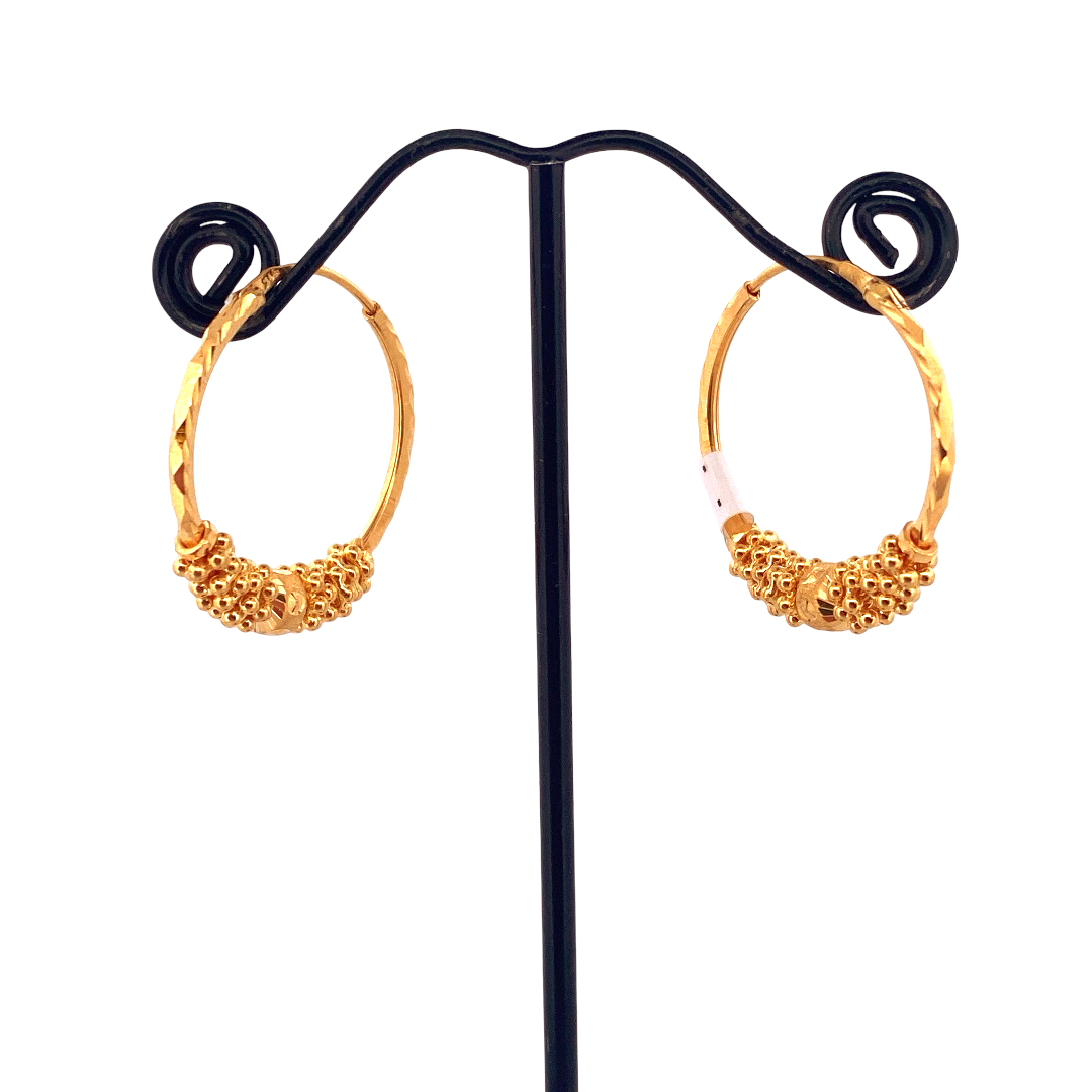 22K Gold Designer Hoop Earrings