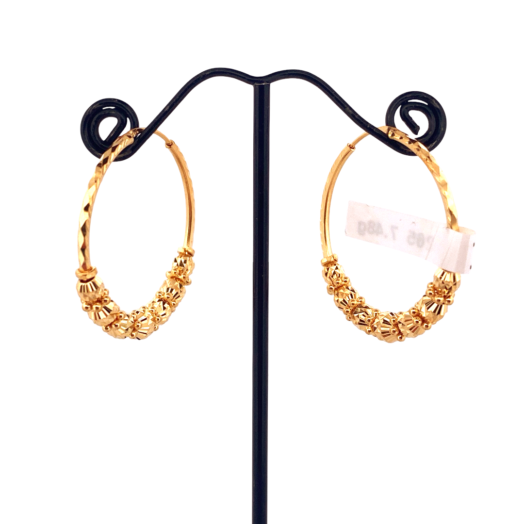 22K Gold Designer Hoop Earrings