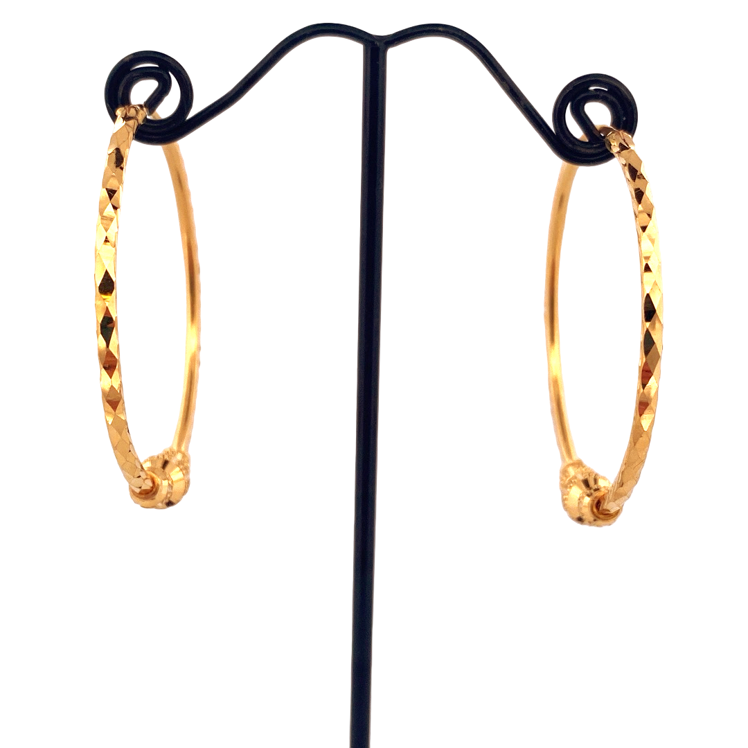 22K Gold Designer Hoop Earrings