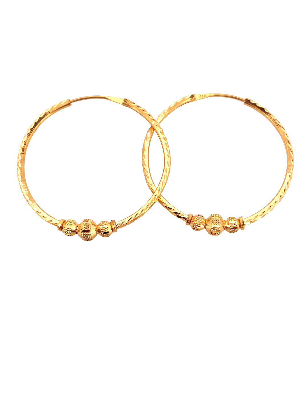 22K Gold Designer Hoop Earrings