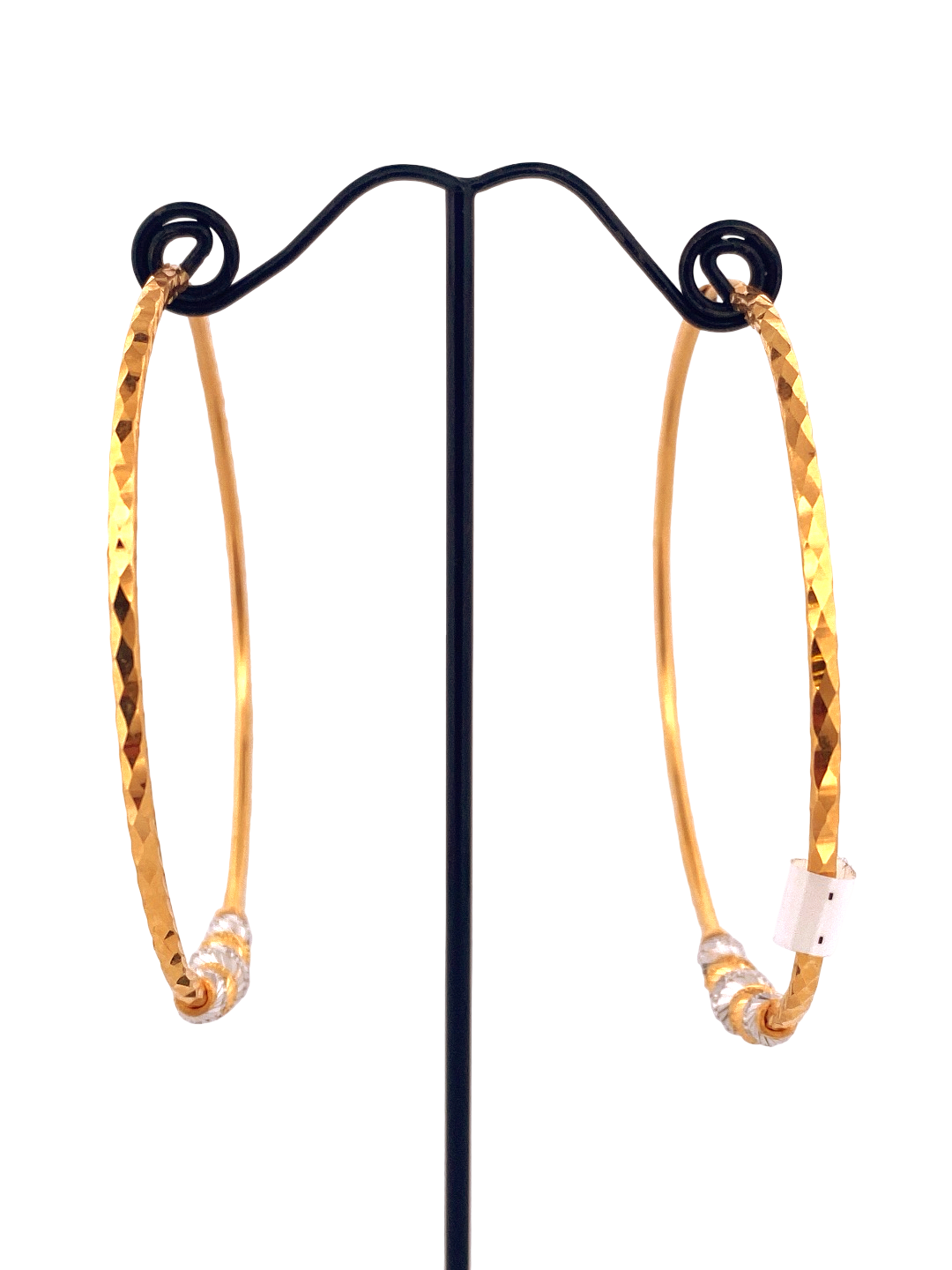22K Gold Two-tone Designer Hoop Earrings