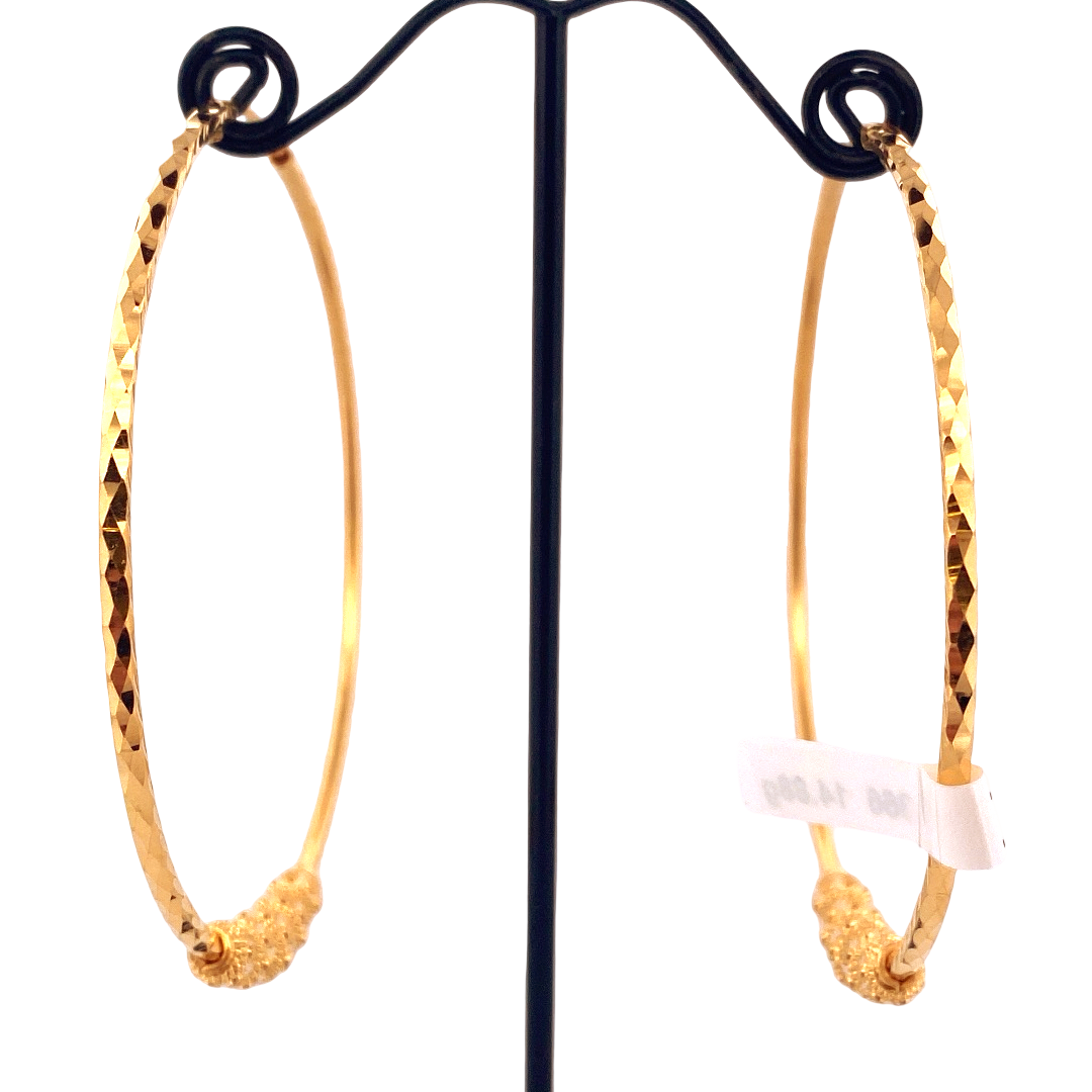 22K Gold Designer Hoop Earrings