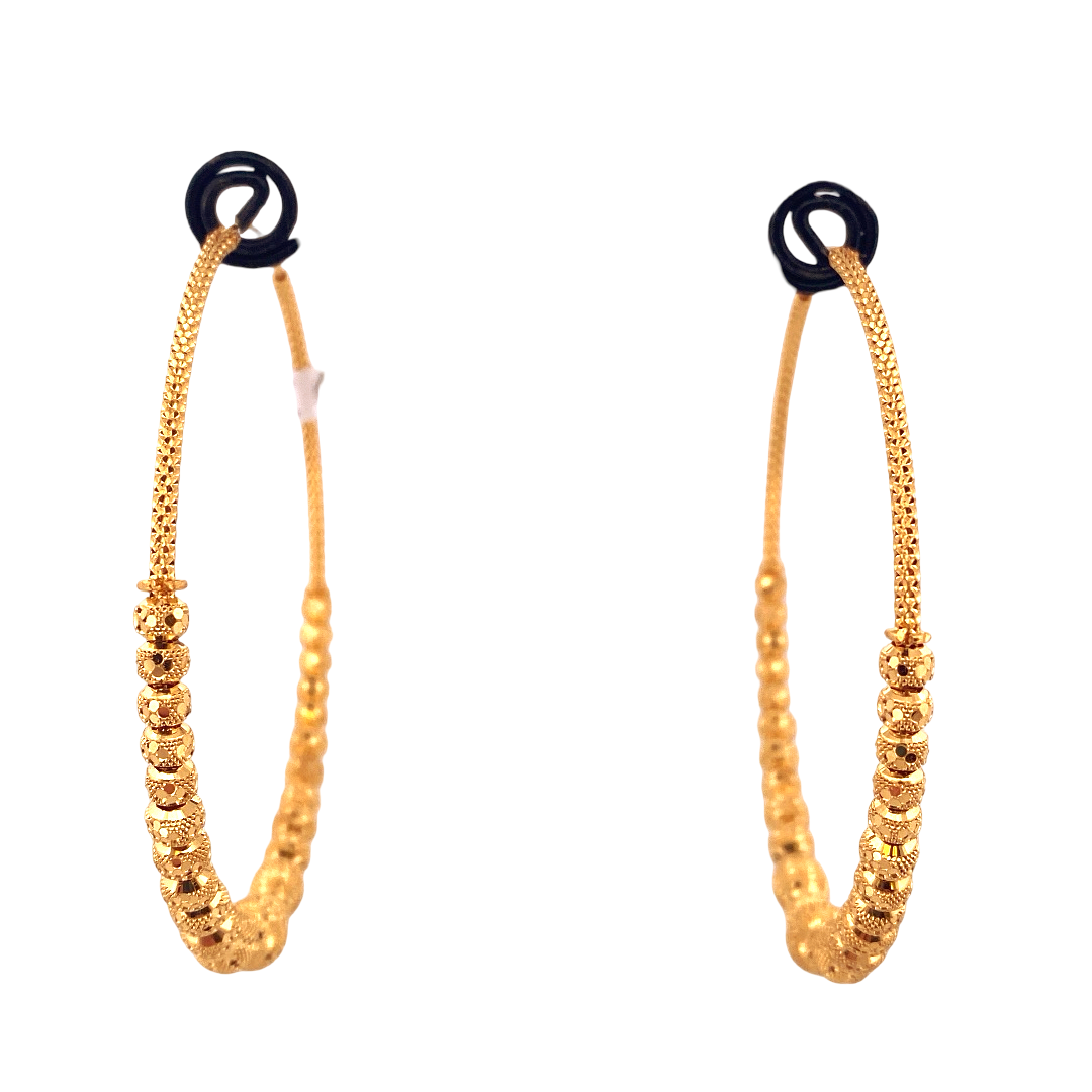 22K Gold Designer Hoop Earrings