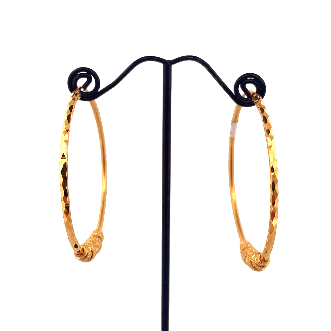22K Gold Designer Hoop Earrings