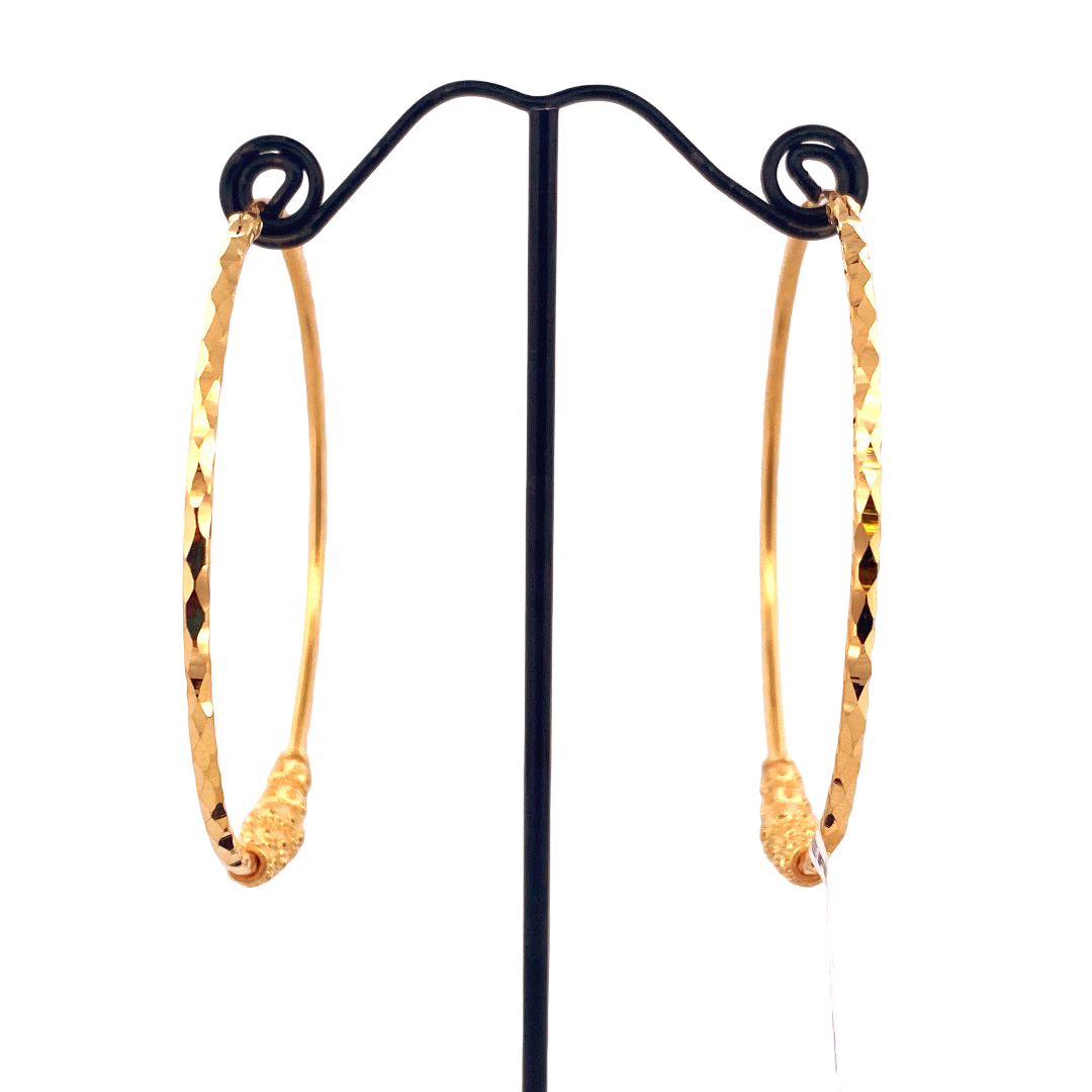 22K Gold Designer Hoop Earrings