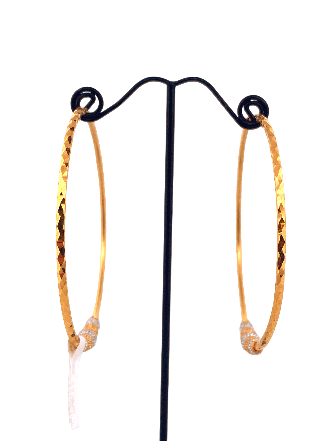 22K Gold Two-tone Designer Hoop Earrings