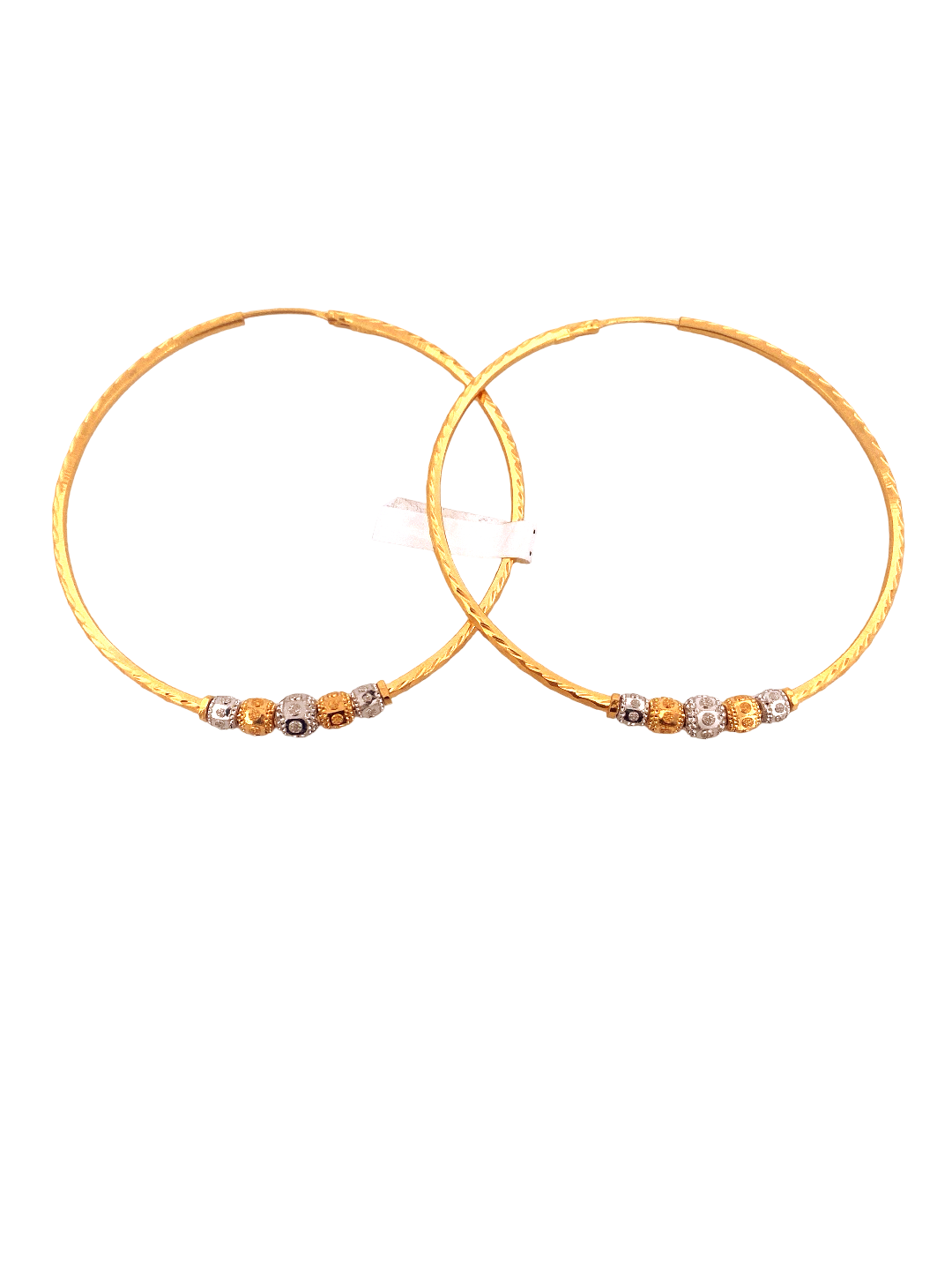 22K Gold Two-tone Designer Hoop Earrings