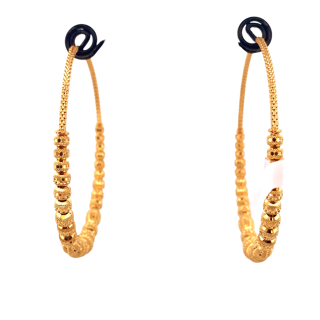 22K Gold Designer Hoop Earrings