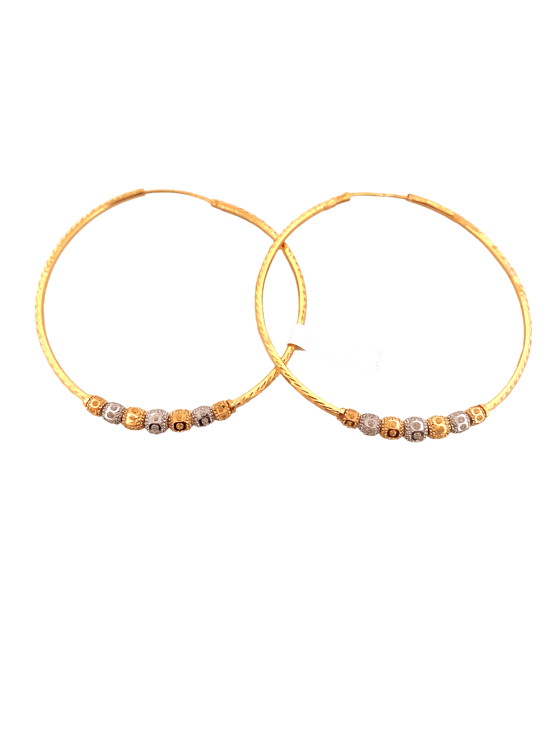 22K Gold Two-tone Designer Hoop Earrings