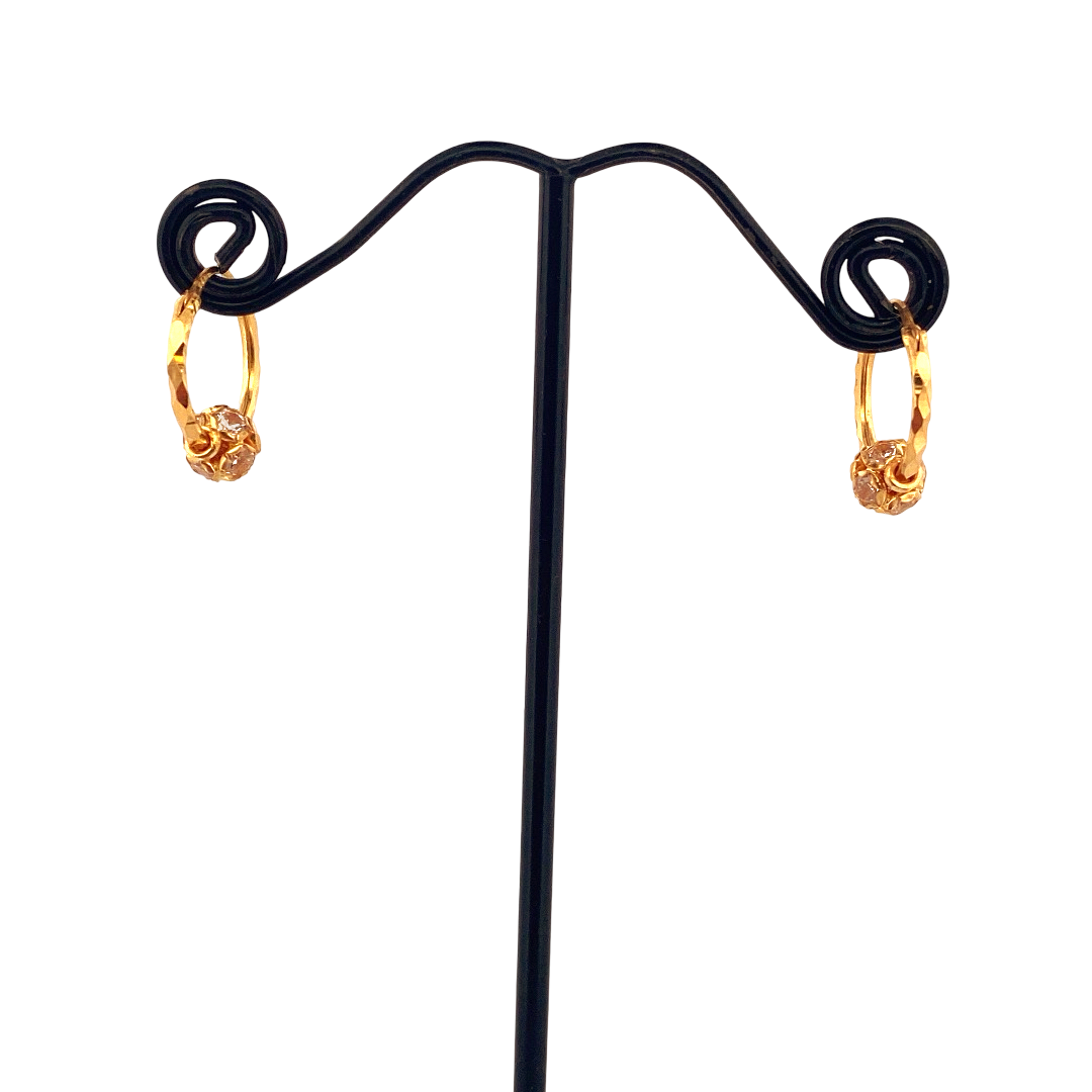 22K Gold CZ Designer Hoop Earrings