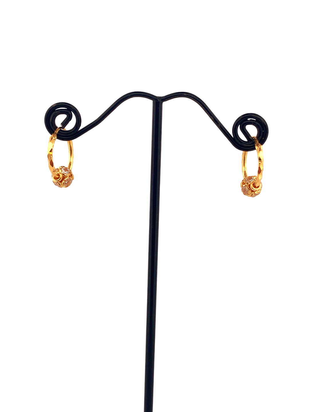 22K Gold CZ Designer Hoop Earrings