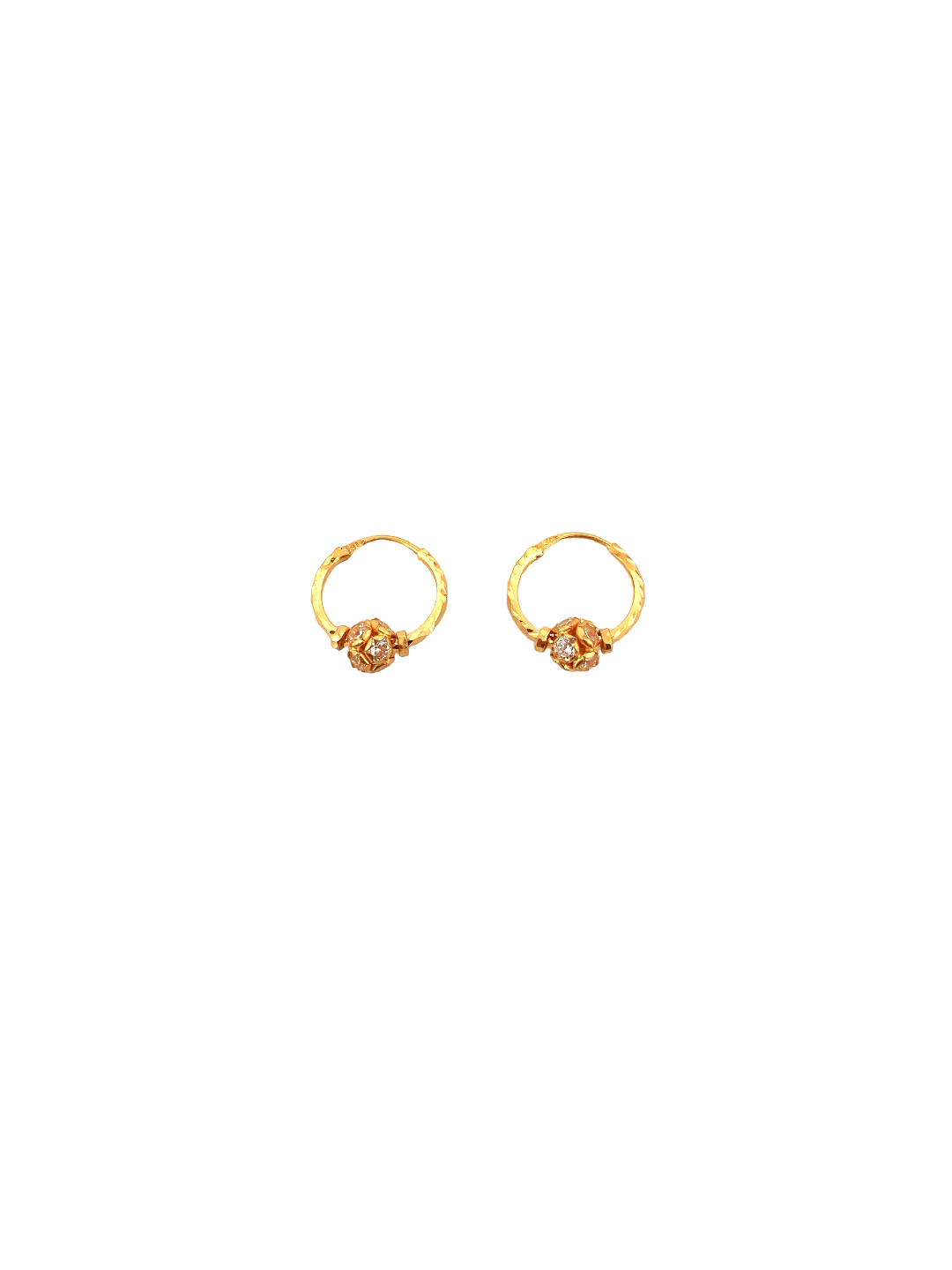 22K Gold CZ Designer Hoop Earrings