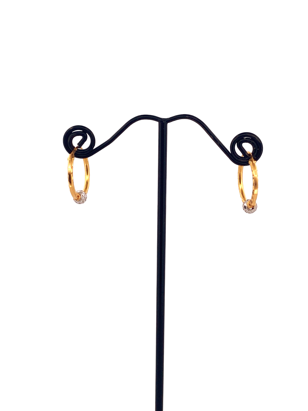 22K Gold Two-tone Designer Hoop Earrings