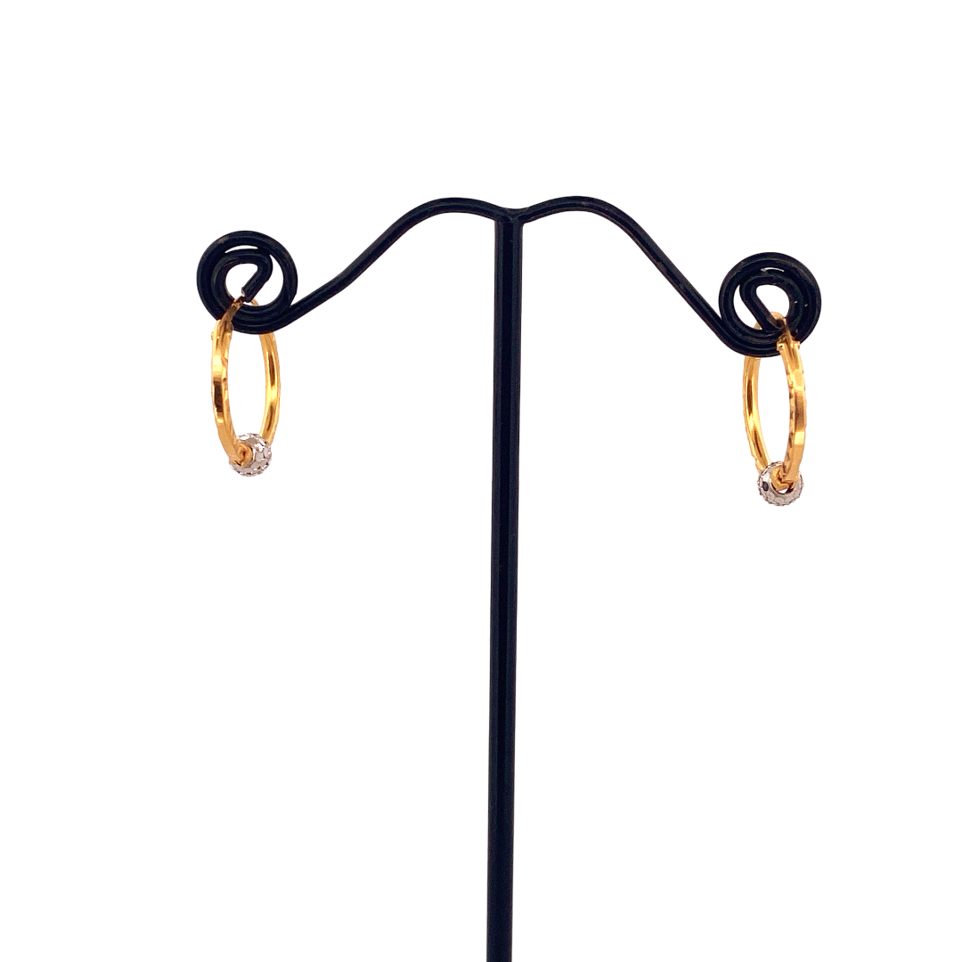 22K Gold Two-tone Designer Hoop Earrings