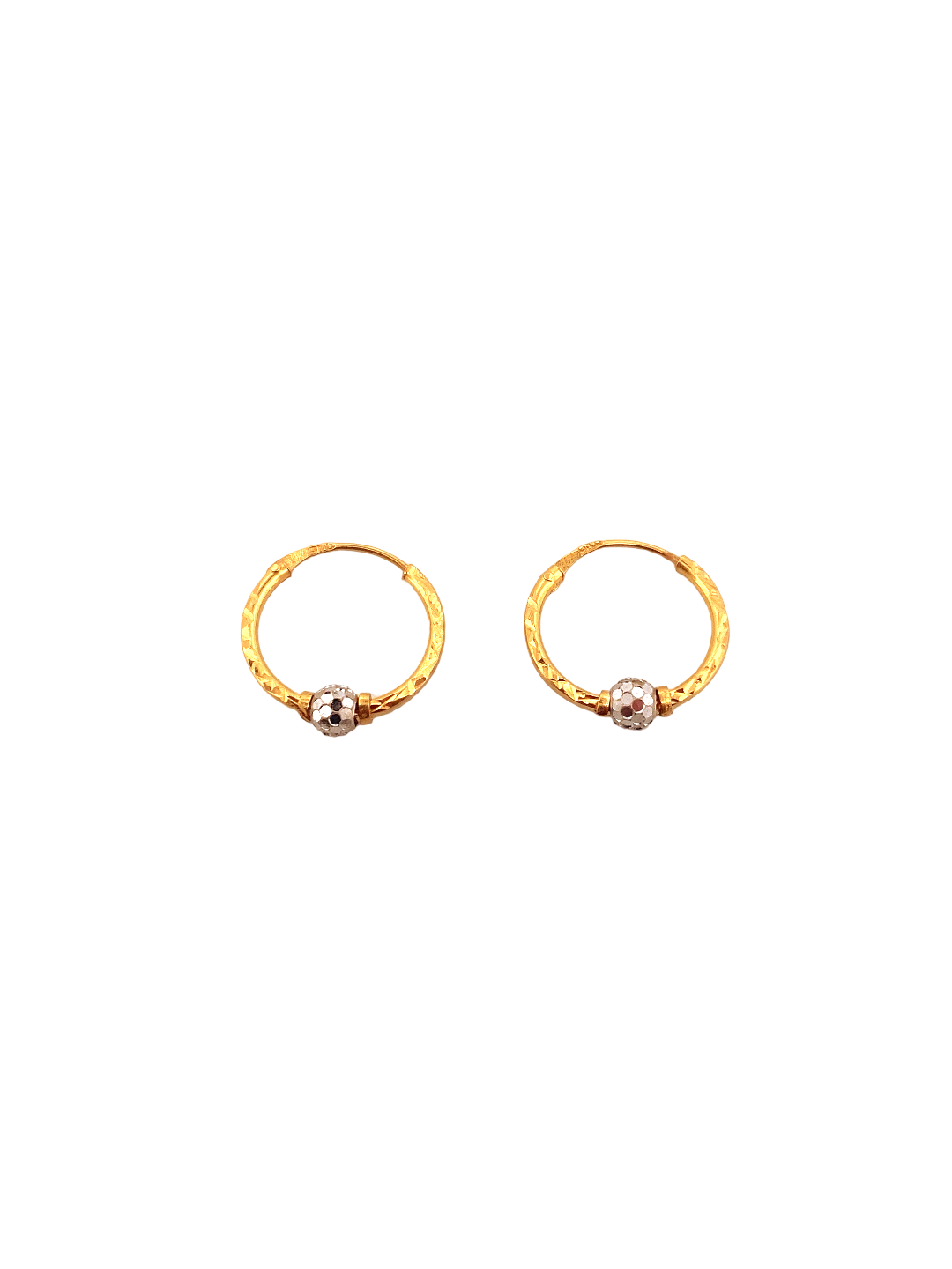 22K Gold Two-tone Designer Hoop Earrings