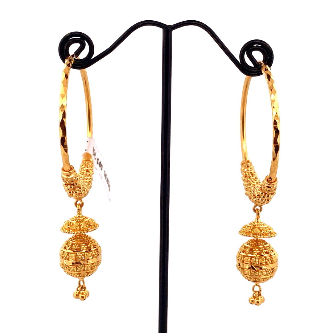 22K Gold Designer Hoop Earrings