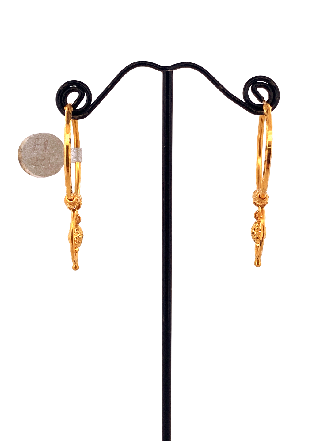 22K Gold Designer Hoop Earrings