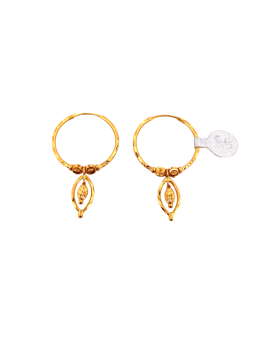 22K Gold Designer Hoop Earrings