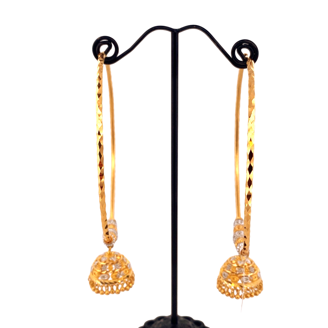 22K Gold Two-tone Designer Hoop Earrings