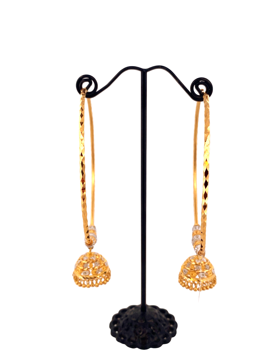 22K Gold Two-tone Designer Hoop Earrings