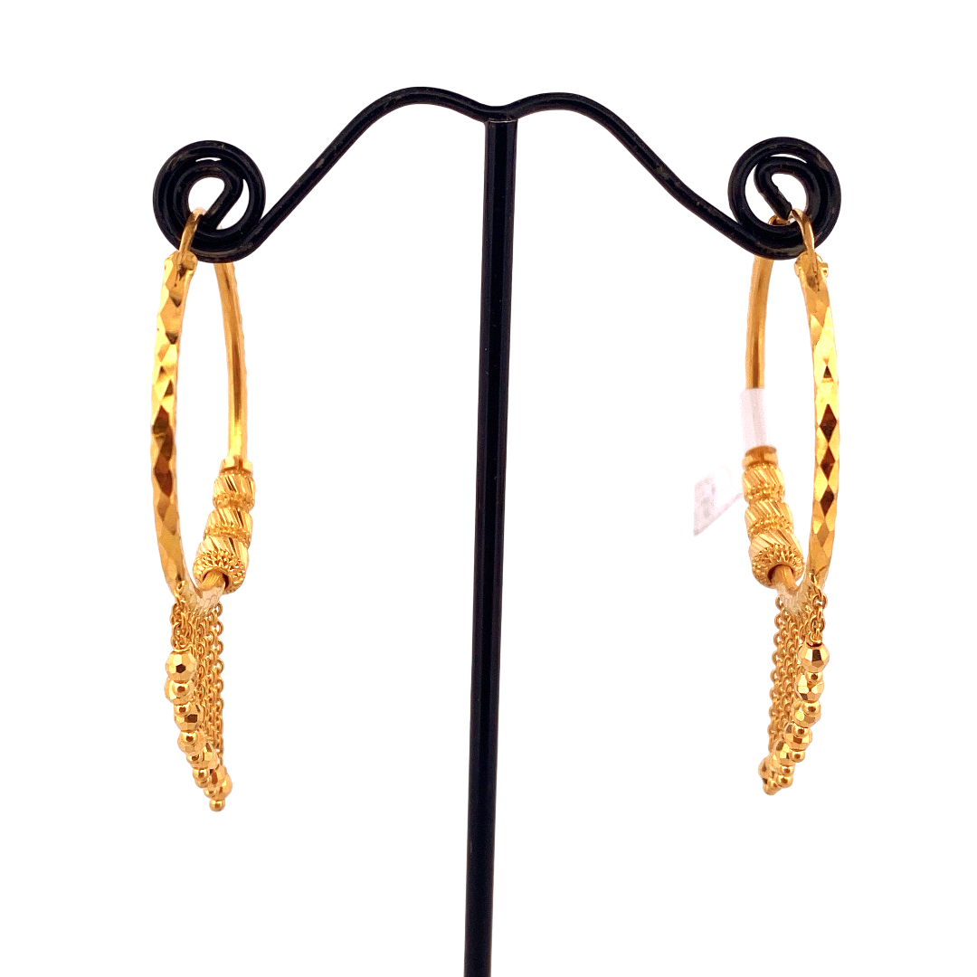22K Gold Designer Hoop Earrings