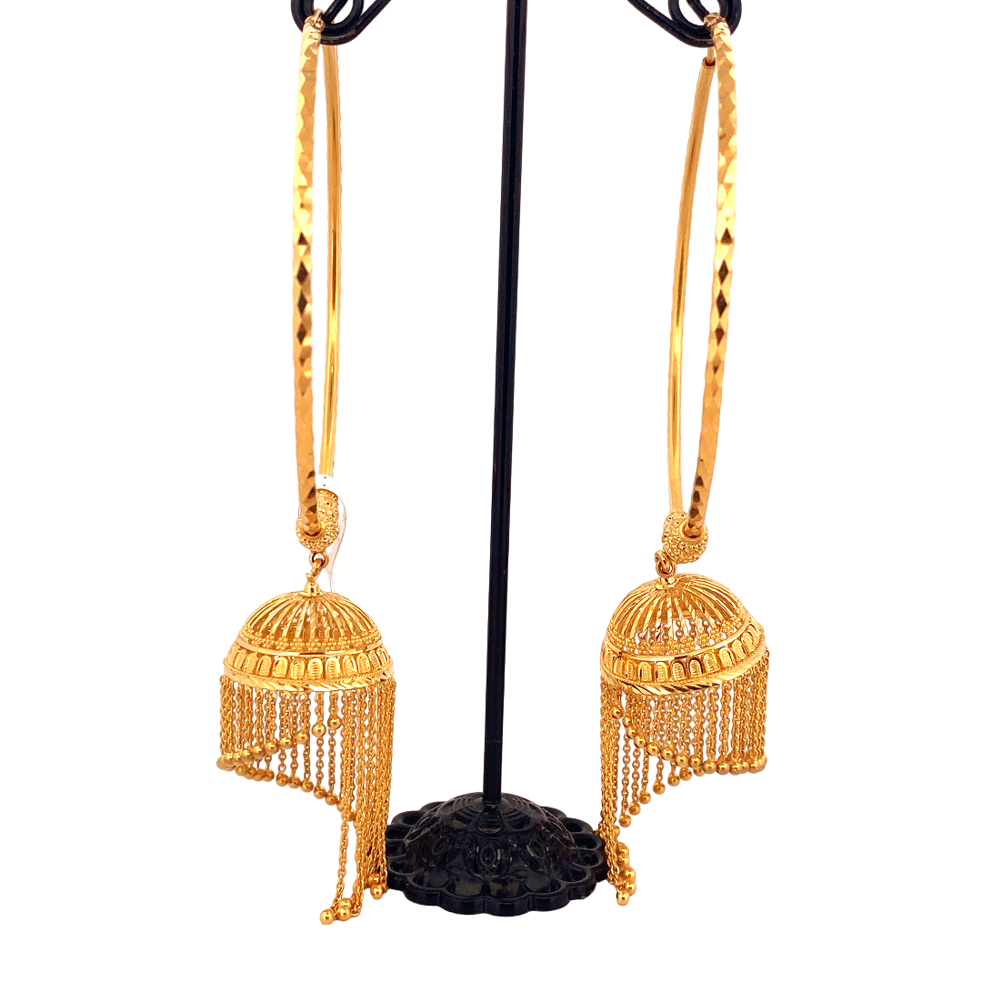22K Gold Designer Hoop Earrings