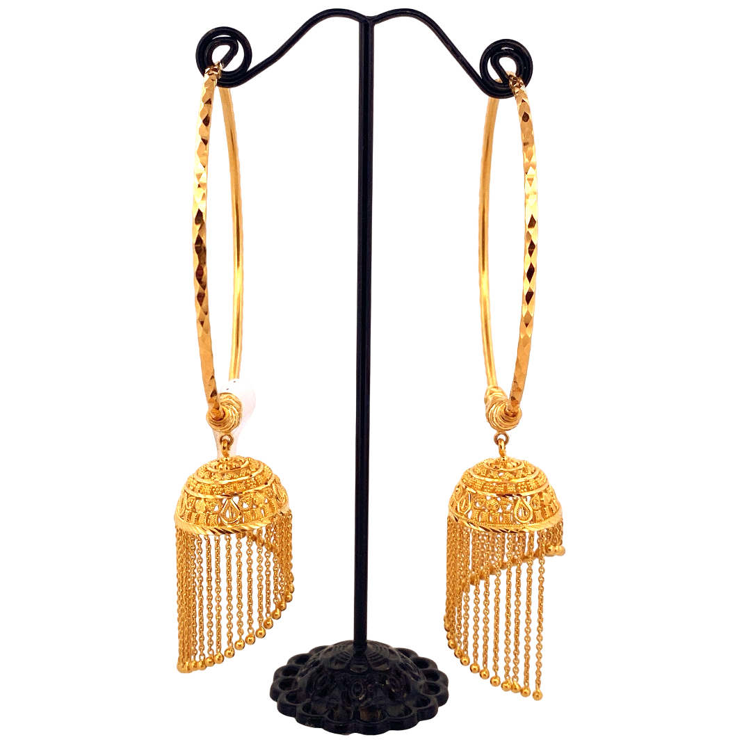 22K Gold Designer Hoop Earrings