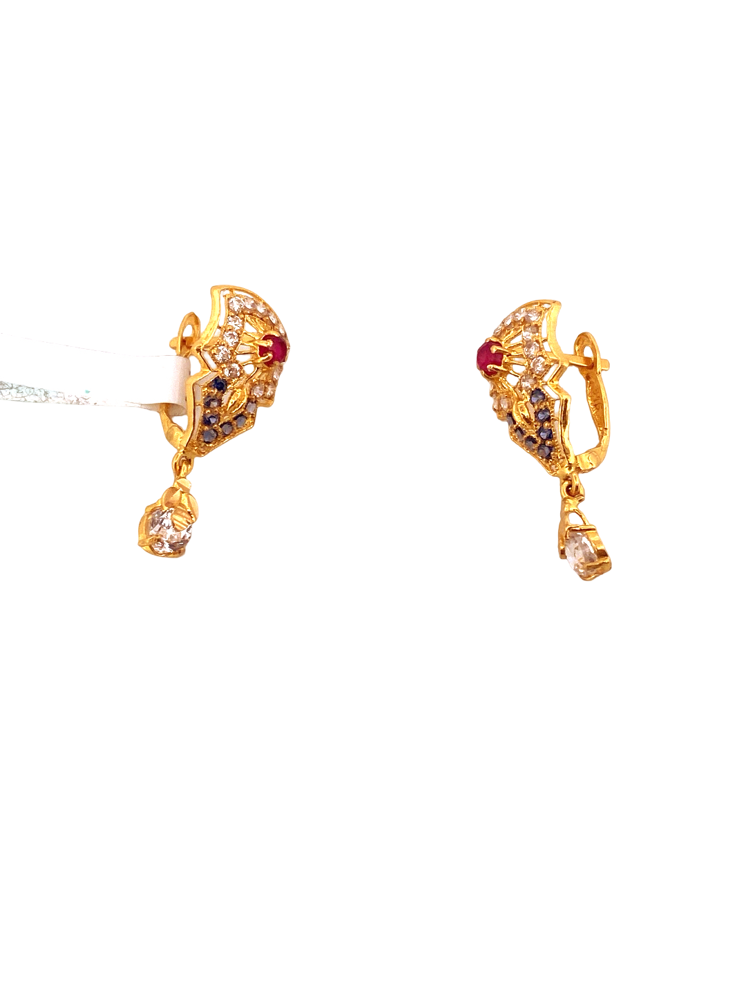 22K Gold CZ Designer Ladies Stud Earrings