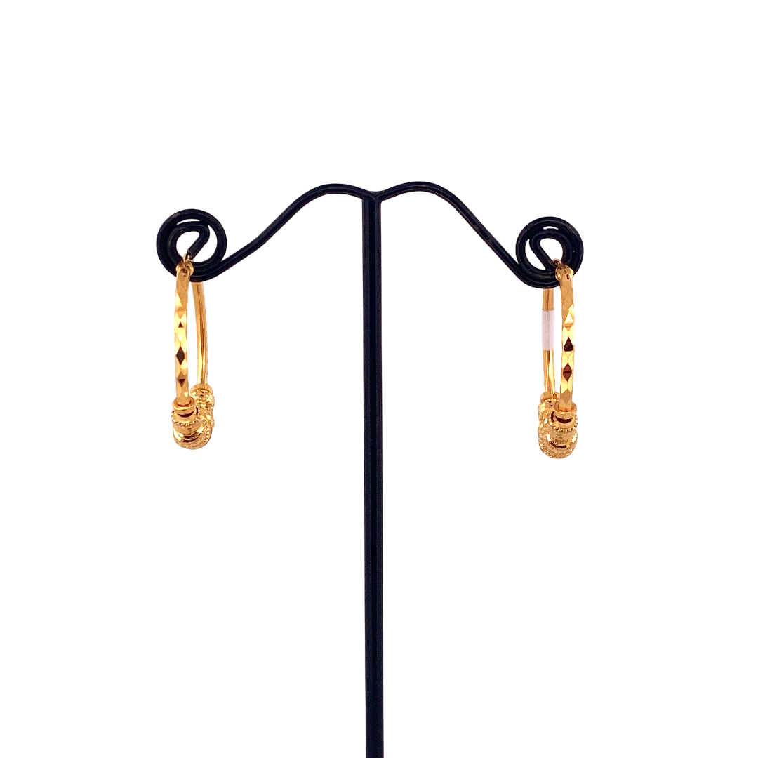 22K Gold Designer Hoop Earrings