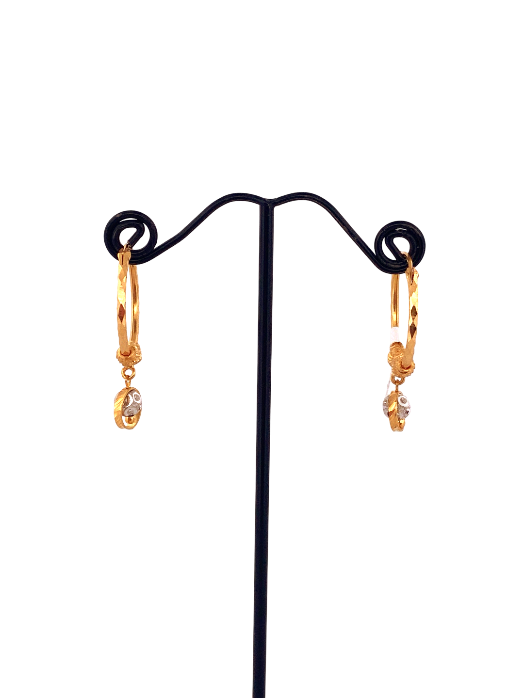 22K Gold Two-tone Designer Hoop Earrings