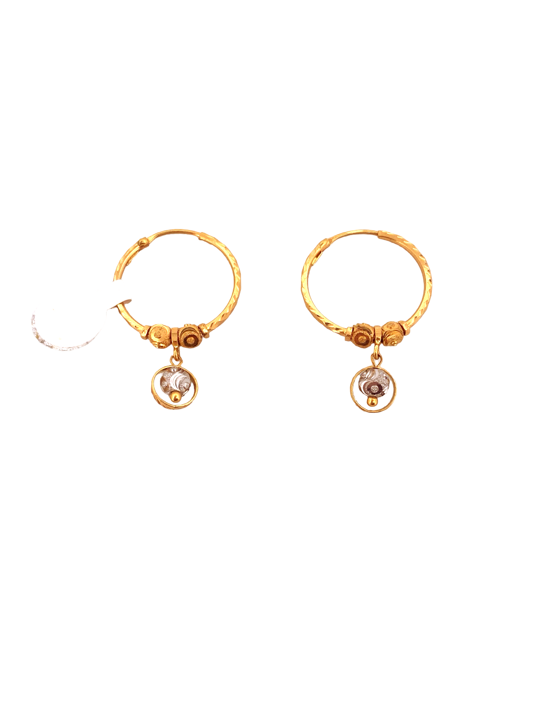 22K Gold Two-tone Designer Hoop Earrings