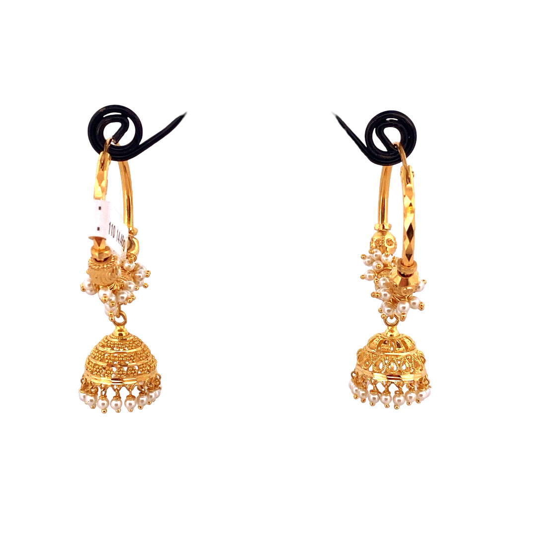 22K Gold Designer Hoop Earrings