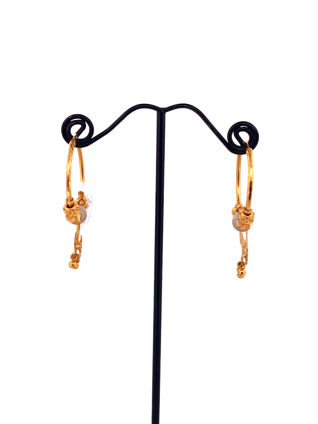 22K Gold Two-tone Designer Hoop Earrings