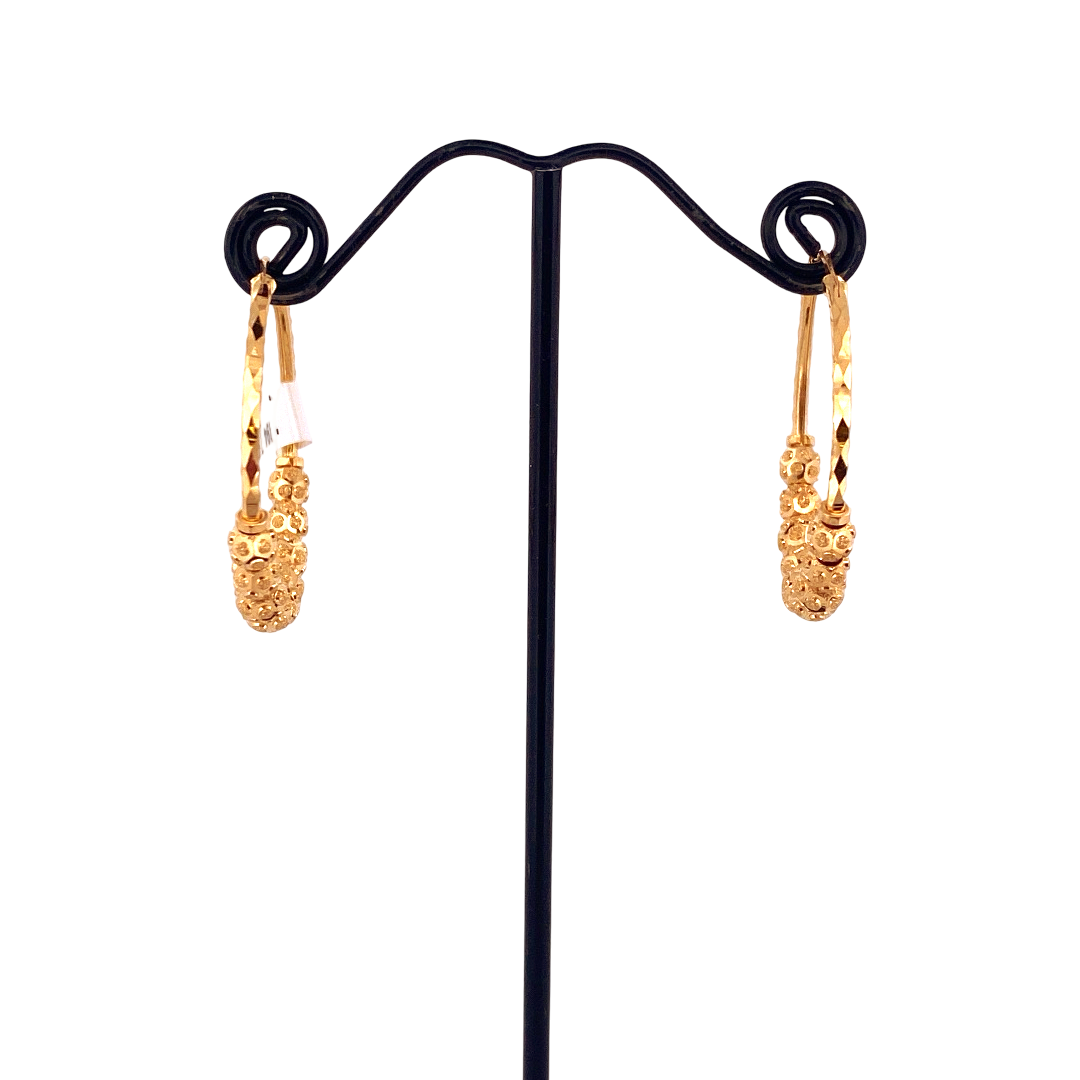 22K Gold Designer Hoop Earrings