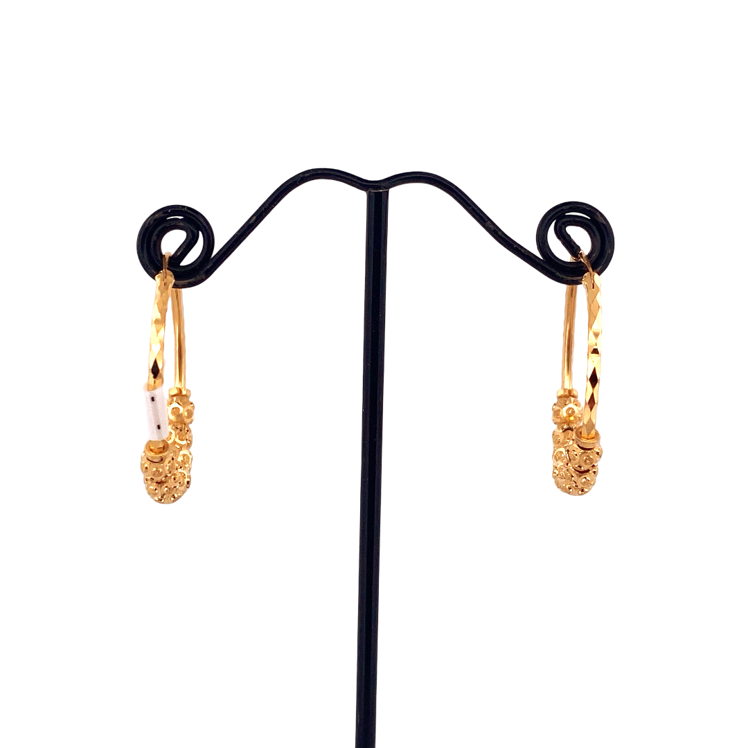22K Gold Designer Hoop Earrings