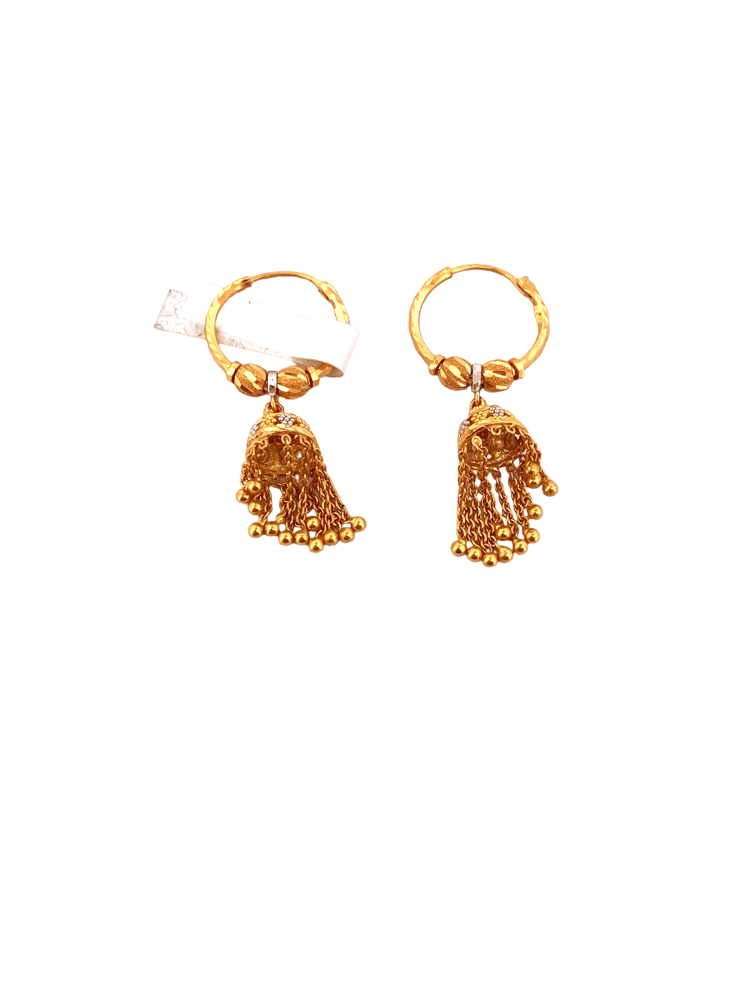 22K Gold Two-tone Designer Hoop Earrings