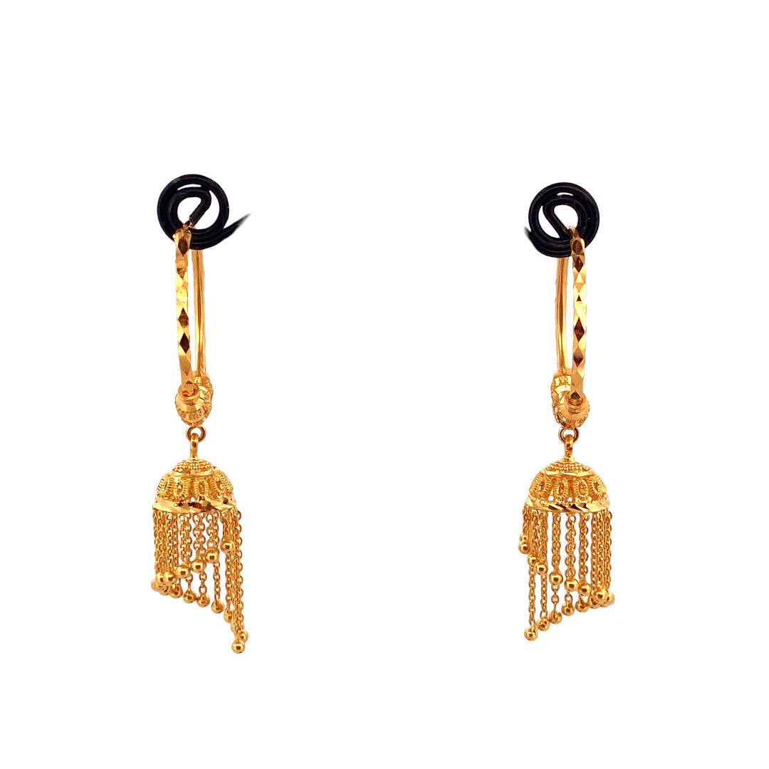 22K Gold Designer Hoop Earrings