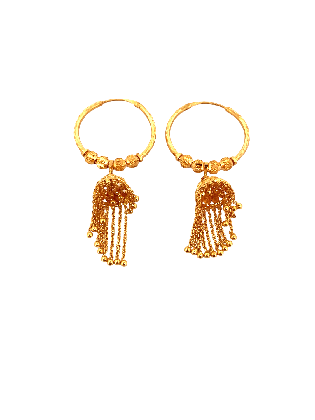 22K Gold Designer Hoop Earrings