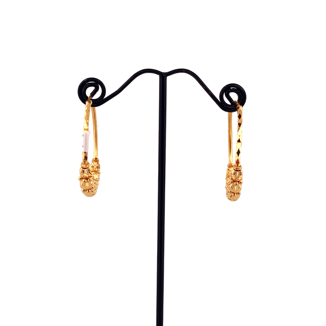 22K Gold Designer Hoop Earrings
