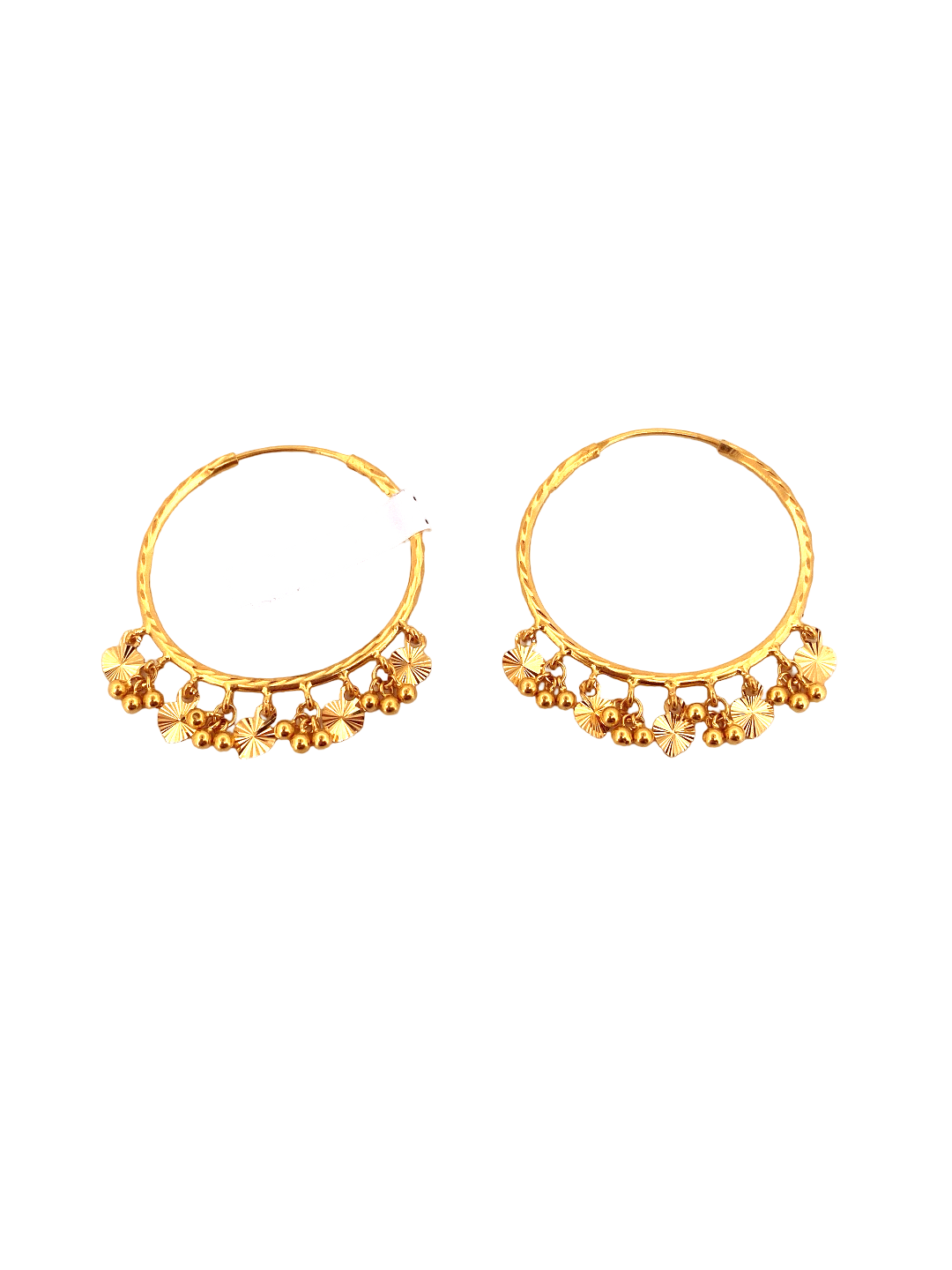 22K Gold Designer Hoop Earrings