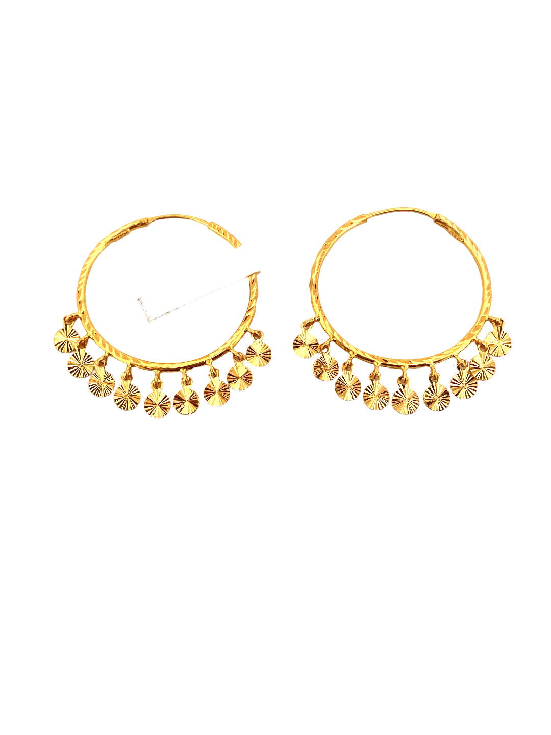 22K Gold Designer Hoop Earrings