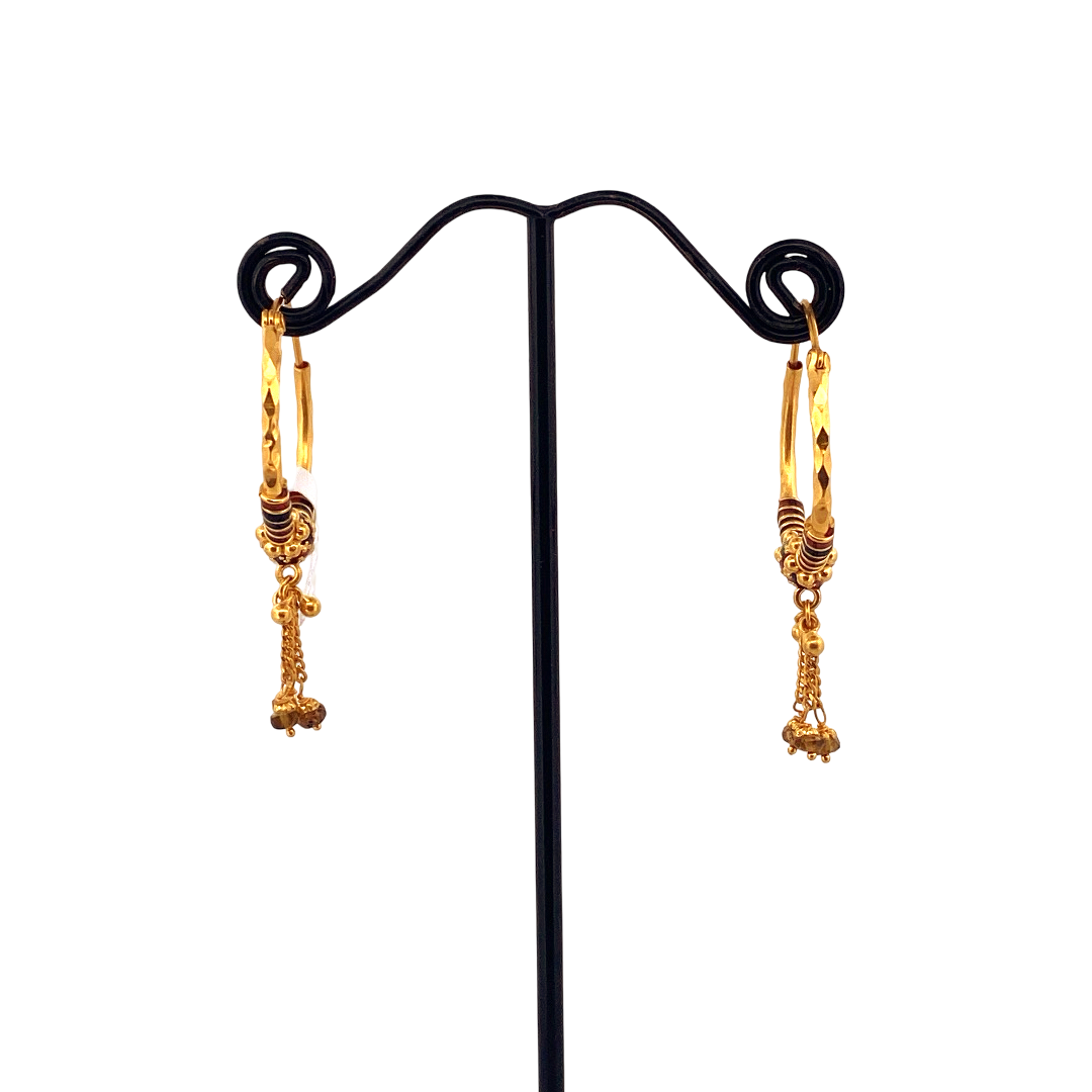 22K Gold Meena Designer Hoop Earrings