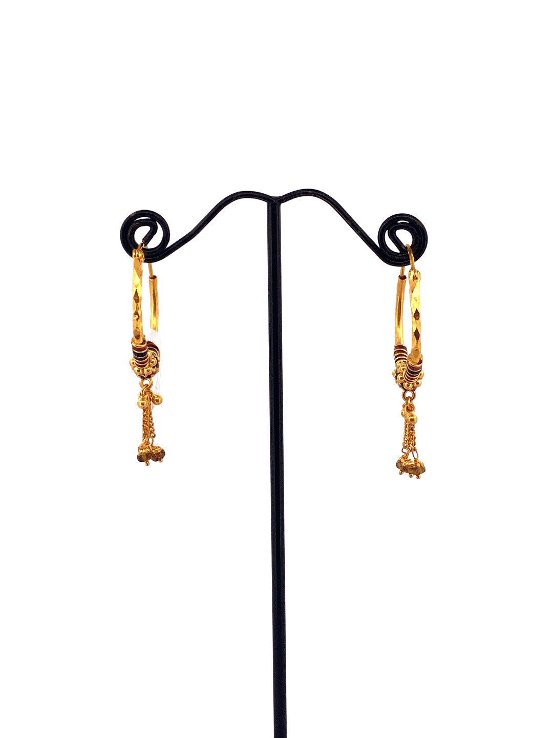 22K Gold Meena Designer Hoop Earrings