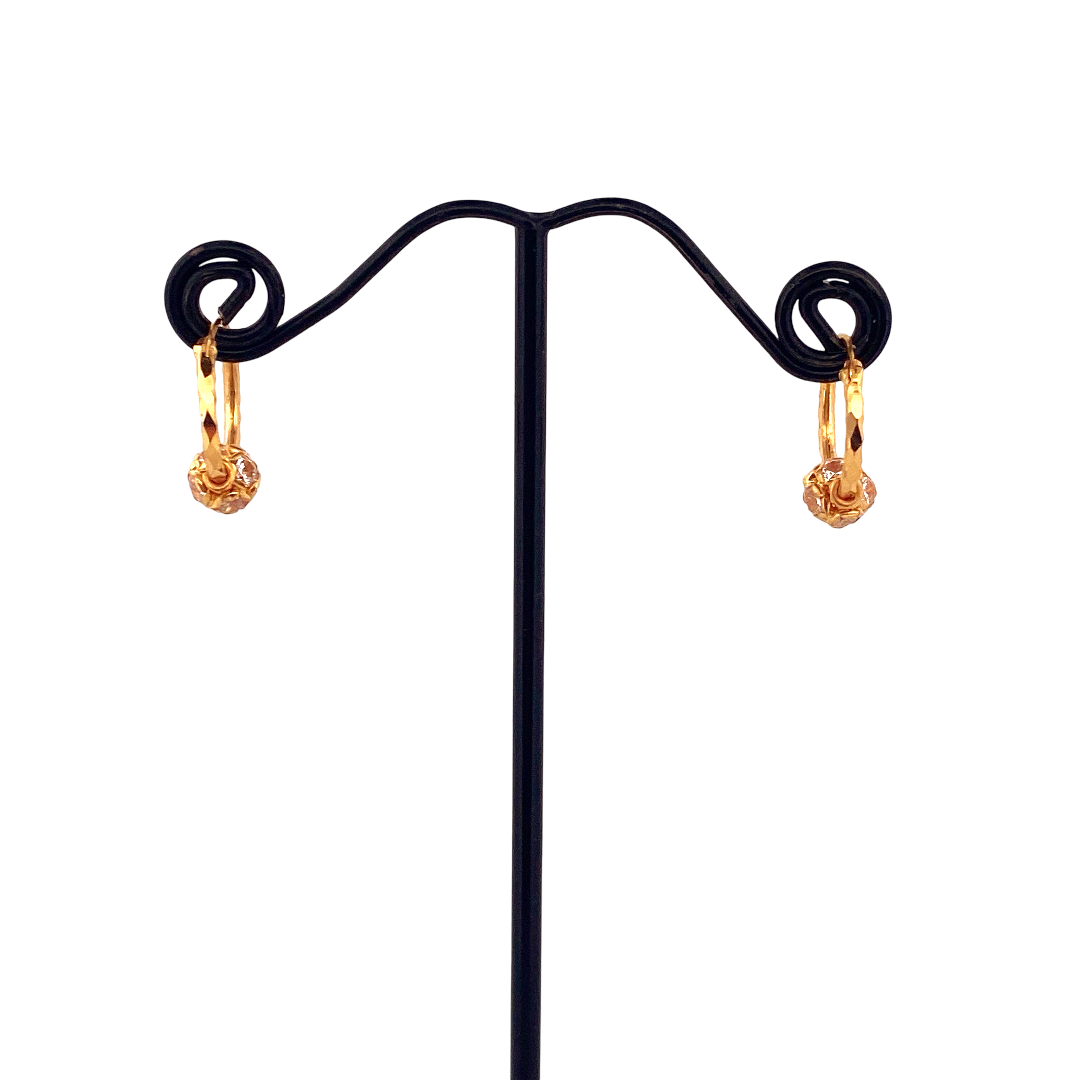 22K Gold CZ Designer Hoop Earrings